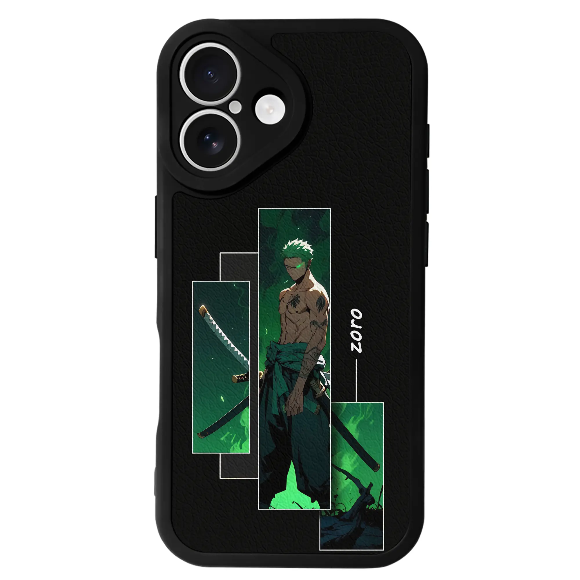 ワンピース グッズ ロロノア・ゾロ - IPhone 16シリーズ対応 ・ シリコンスマホケース ・ レザー調 ・ 高精度フィット ・ 耐衝撃 ・ ワイヤレス充電対応 ・ 精密カット